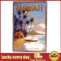 Visit Hawaii Playground of the Pacific Tin Sign, Beach Sign, Hawaiian Sign, Vintage Sign, Hawaii Wall Art, Home Décor, Tin Sign