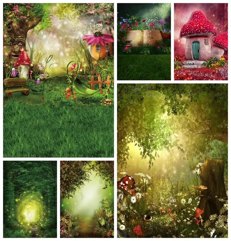 Laeacco детский душ задний фон цветы Бабочка боке сказочный лес гриб ребенок