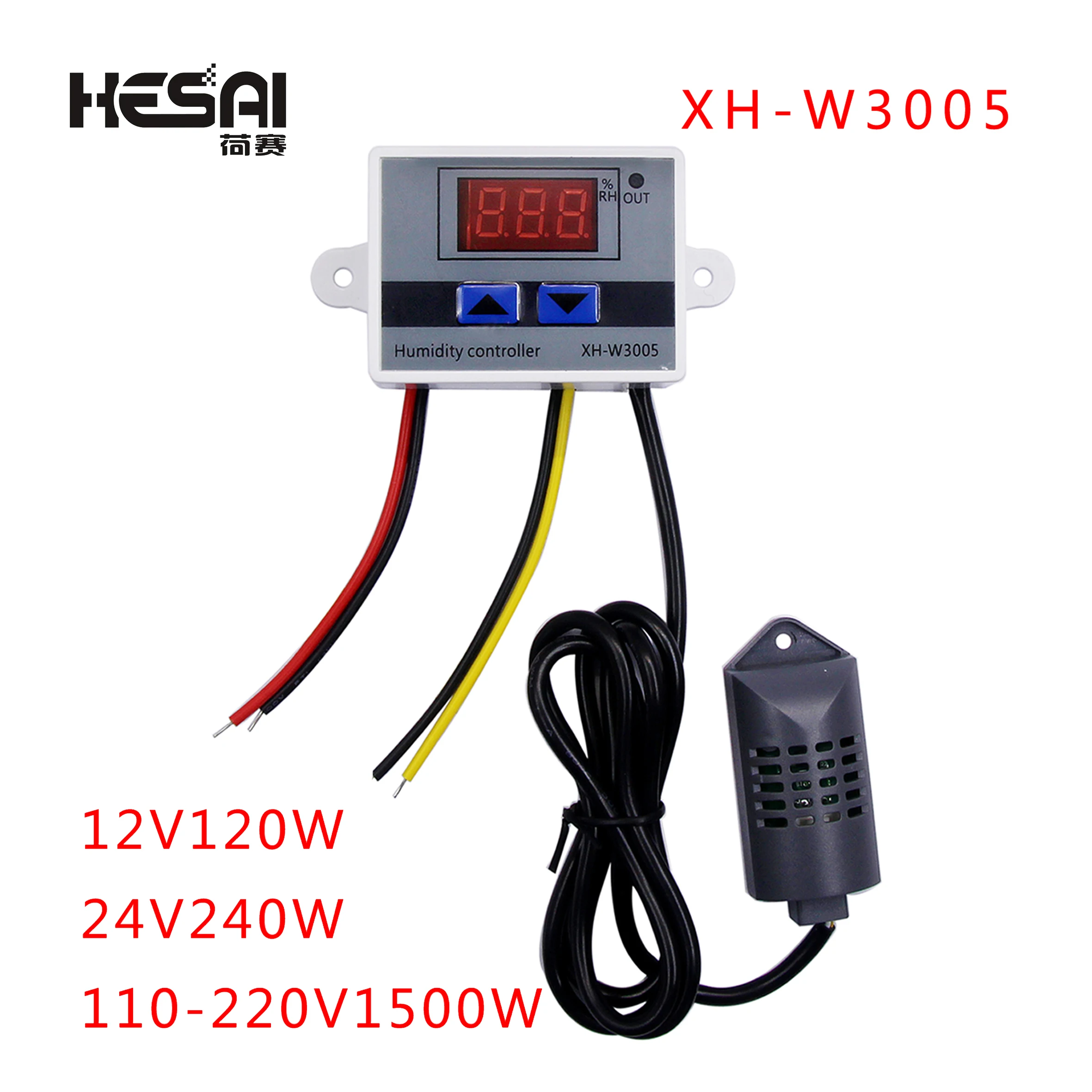 Controlador de Umidade Digital Xh-w3005 12v 24v 220v Humidistat Higrômetro Regulador Interruptor Controle Umidade Mais Sensor Umidade