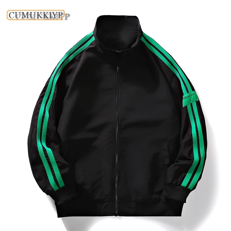 

2023 New Windbreaker Jackets Men Long Sleeve Black Fashion Zipper Autumn Top Coat Male Pocket Bomber Jackets Black White Green