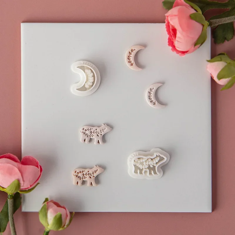 DIY Moon and Bear Сережка с героями мультфильмов ювелирные изделия мягкая керамика