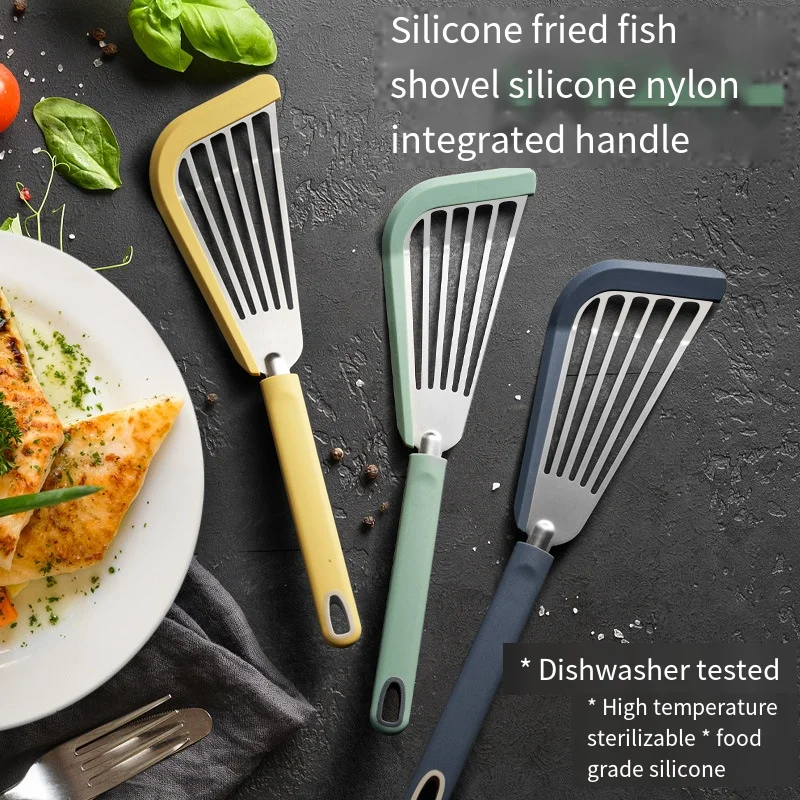 

Silicone Fish Spatula High-temperature Resistant Spatula Leakage Silicone Stainless Steel Spatula Household Kitchen Utensils