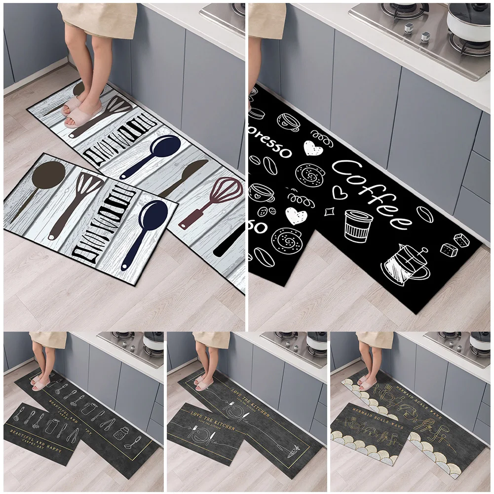 

Non-Slip Kitchen Door Carpet Anti-Oil Floor Rug Waterproof Mat Pad Bathroom Home Floor Decor Hallway Entrance Doormat Carpet