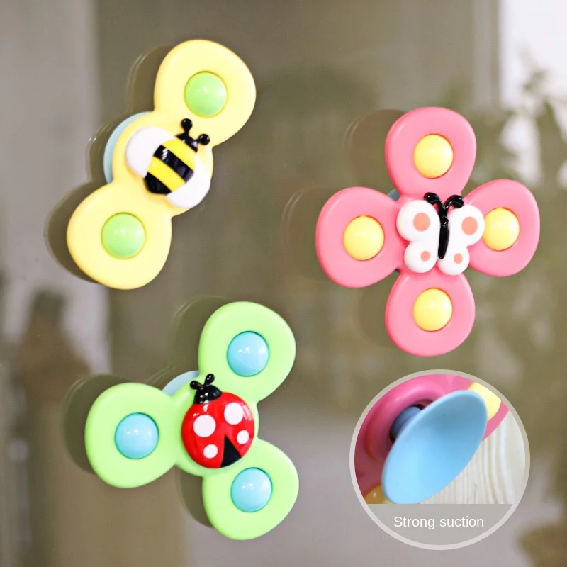 3PC Suction Spinner Toy Zhuanzhuanle Toys Children's Fun Insect Finger Spinning Top Rattle Boy Children Bathing Bathroom Toys