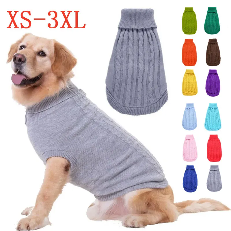 

XS-3XL Big Dogs Sweater Winter Warm Dog Coat Jacket Cat Clothing For Small Medium Large Dogs Woolly Soft Knitted Puppy Outfits