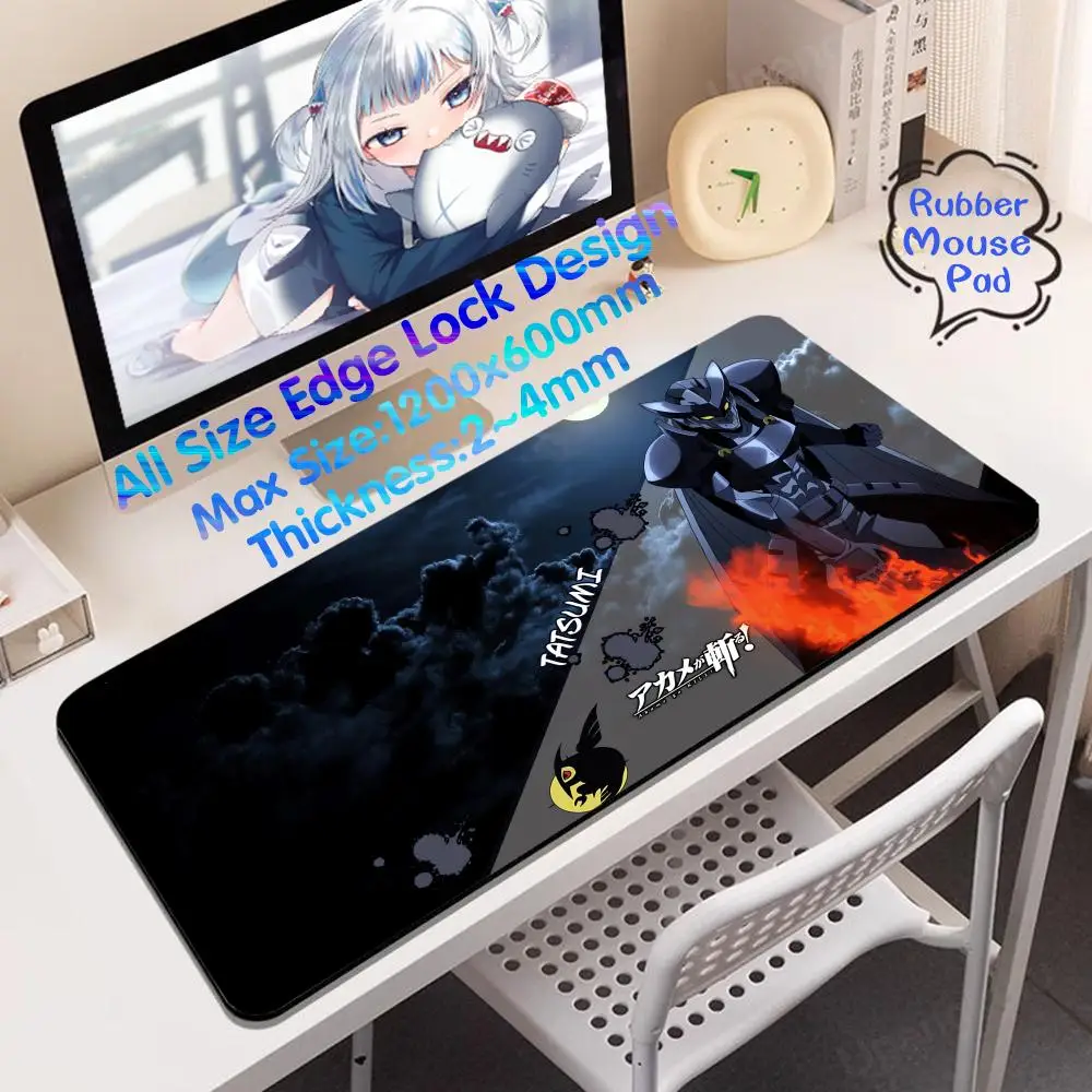 Резиновый коврик для мыши A_akame G_ga K _ kill Противоскользящий игровой 1200x600