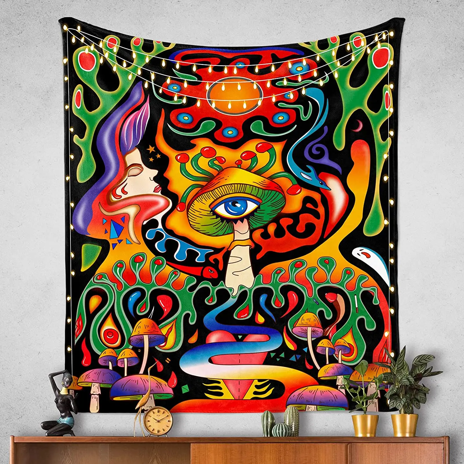 

Psychedelic Mushroom Tapestry Wall Hanging colorful Trippy Vertical Hippy Eye tapestries for Bedroom Living Room Dorm Wall Decor