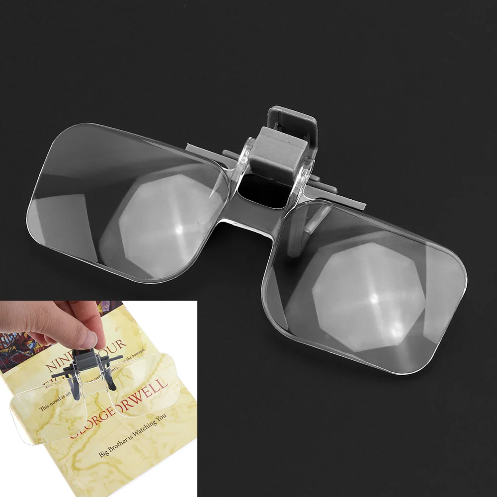 

Wearing Magnifiers 2X Acrylic Lens + ABS Portable Gripping Glasses Magnifier with Black Bag for Reading / Stamp Collecting