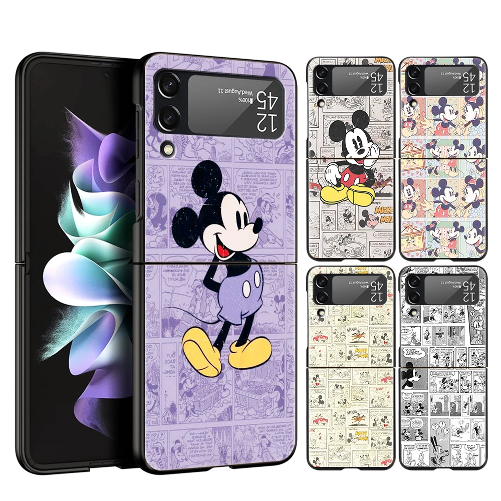 

Mickey Coimc Hard PC Phone Case For Samsung Galaxy Z Flip 4 Bag Black ShockProof Cover for Samsung Z Flip 3 5G Shell Fundas