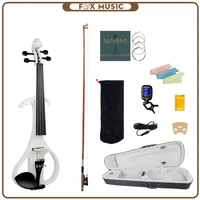 44 full size solid wood metallic electronicsilent white violin with ebony fittings violin caserosinbowaudio cabletuner