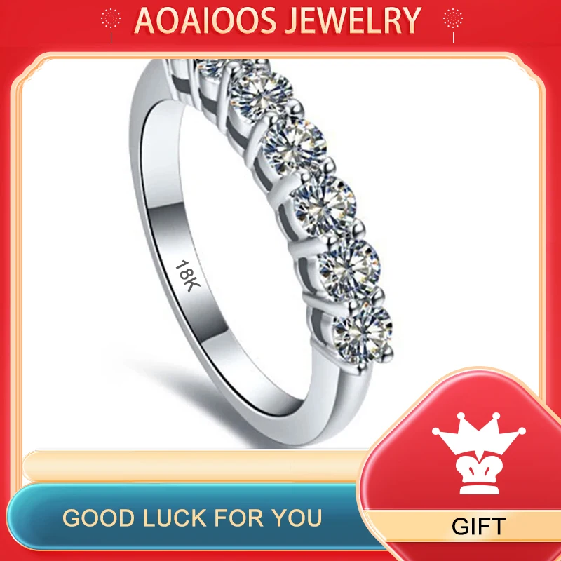 

Gift Luxury PT950 Platinum Total 3.6 Carat 5 Stones Sparkling Diamond Moissanite Rings for Women Bride Wedding Band Jewelry