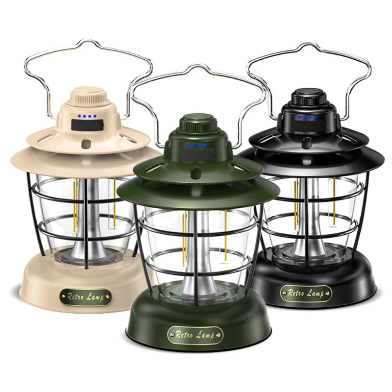

Portable Camping Light Outdoor Lighting Retro Lantern for Camping Equipment Vintage Tent Lamp Work Light Rechargeable