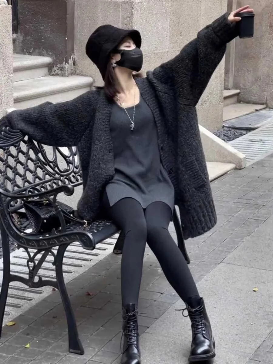 Американский винтажный свитер Idle Sle Верхняя одежда Женская утолщенная свободная