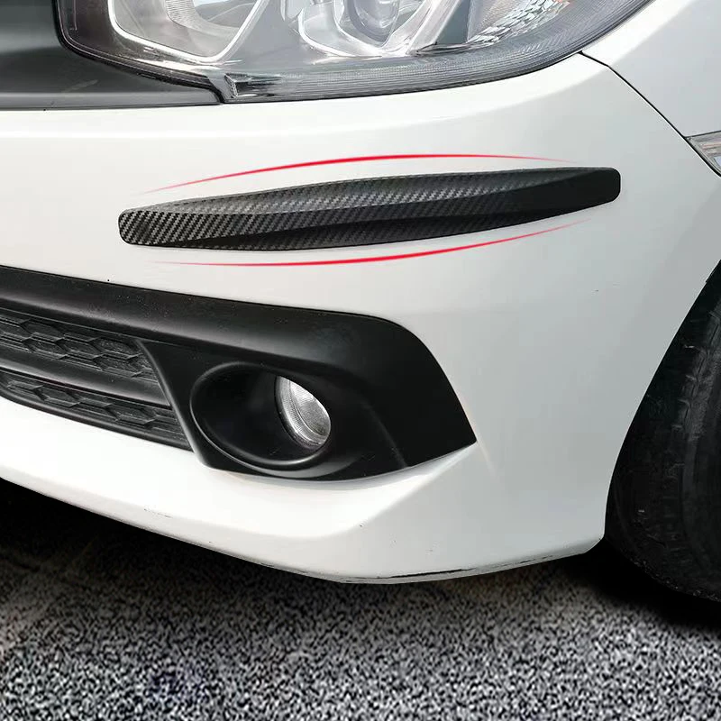 

2PCS Car Front Rear Bumper Protector Anti-collision Pad Carbon Fiber Strips Guard Corner Protective Trim Bar Universal Accessory