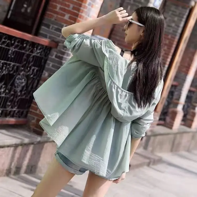 

Новинка 2022, модные женские пальто с капюшоном и длинным рукавом, летняя женская тонкая Солнцезащитная одежда, повседневная Свободная куртка, топы Y342