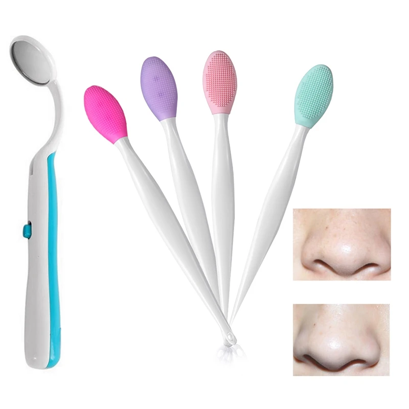 

1 шт. светодиодное зеркало для полости рта, Супер Яркое Зеркало для рта и 1 шт. Мягкая ручная силиконовая щетка для ухода за лицом