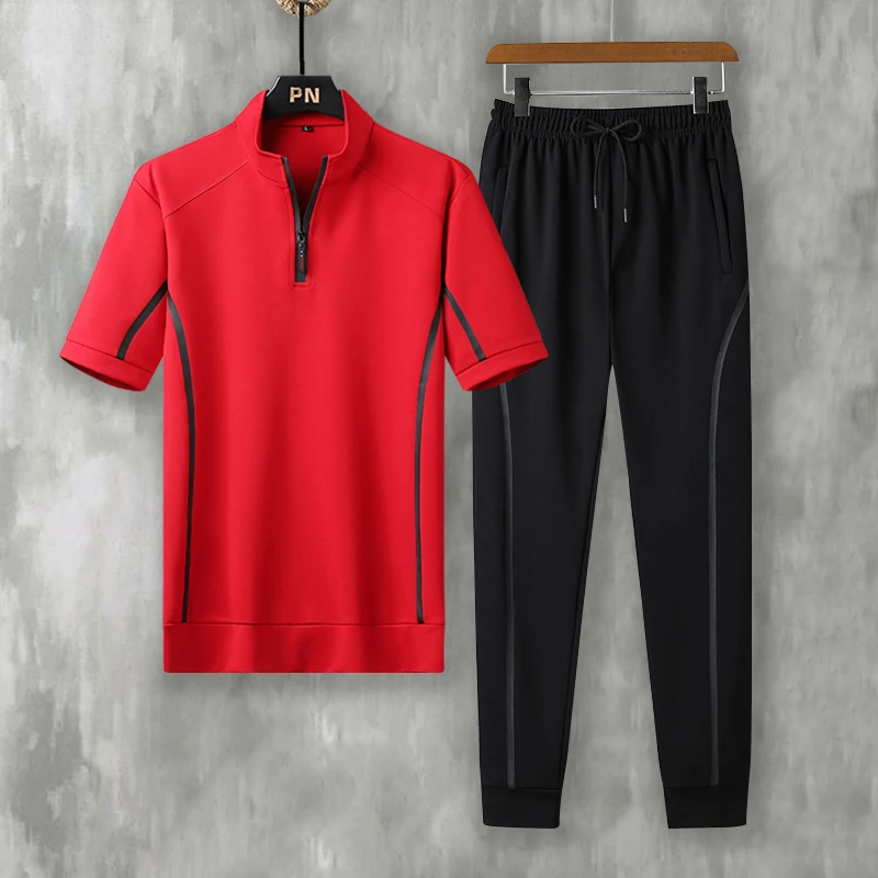 

2022 летние черно-белые спортивные костюмы для мужчин, комплект, футболка + спортивные штаны, спортивная одежда, брендовый спортивный костюм, ...