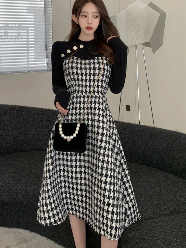 Женское трикотажное длинное платье TIGENA элегантное платье-туника с длинными