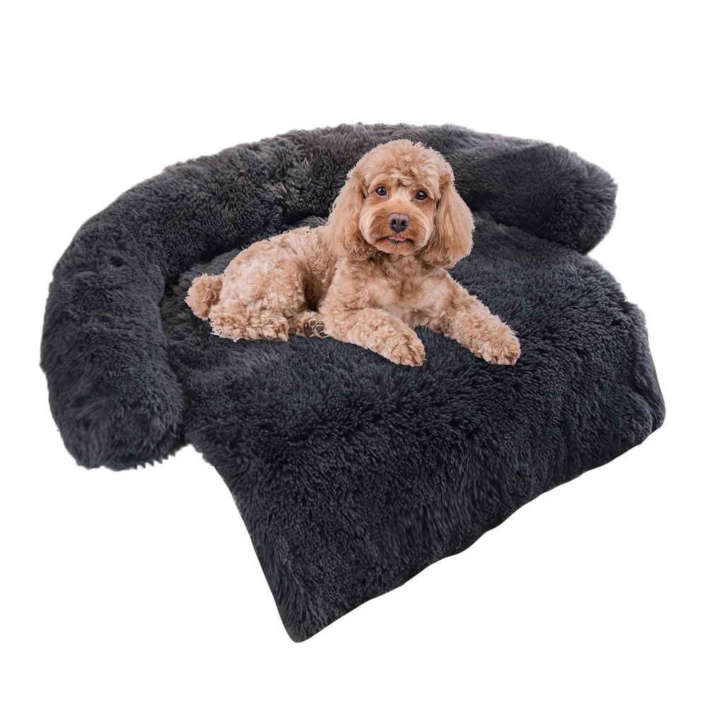 Online Grande cama de cachorro calmante com zíper removível lavável capa de pelúcia quente pet canil inverno camas de gato dormir bem cobertor gatos esteiras