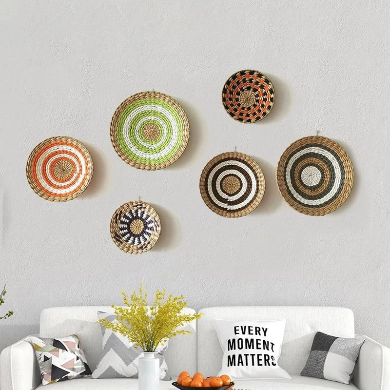 

Handmade Straw Wall Decoration Nordic Simple Boho Woven Grass Straw Art for Nursery Baby Room Home Decoration Wall Hanging Decor