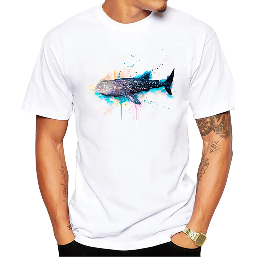 Teehub gemalt Walhai Tops Hammerhead Hai Print Männer T-Shirt O-Ausschnitt Männer Kleidung Kurzarm männlich lässig Streetwear – Detail 4