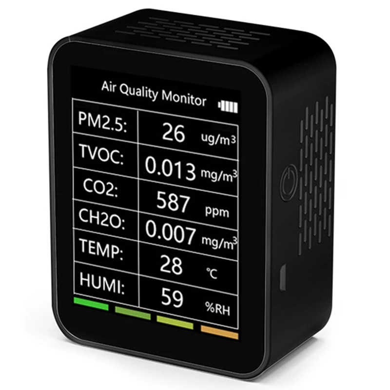 

6 In 1 Air Quality Detector PM2.5 TVOC CO2 CH2O Temperature Humidity Monitor Intelligent Multi Detector