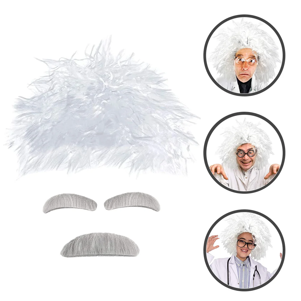 

Аксессуары для вечевечерние НКИ клиента, физика-сумасшедший, белый ученый, синтетические волосы на Хэллоуин, Рождество