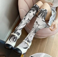 japanese anime cute cartoon printed calf socks for women thin silk summer nylon fun harajuku stockings lolita jk cosplay socks