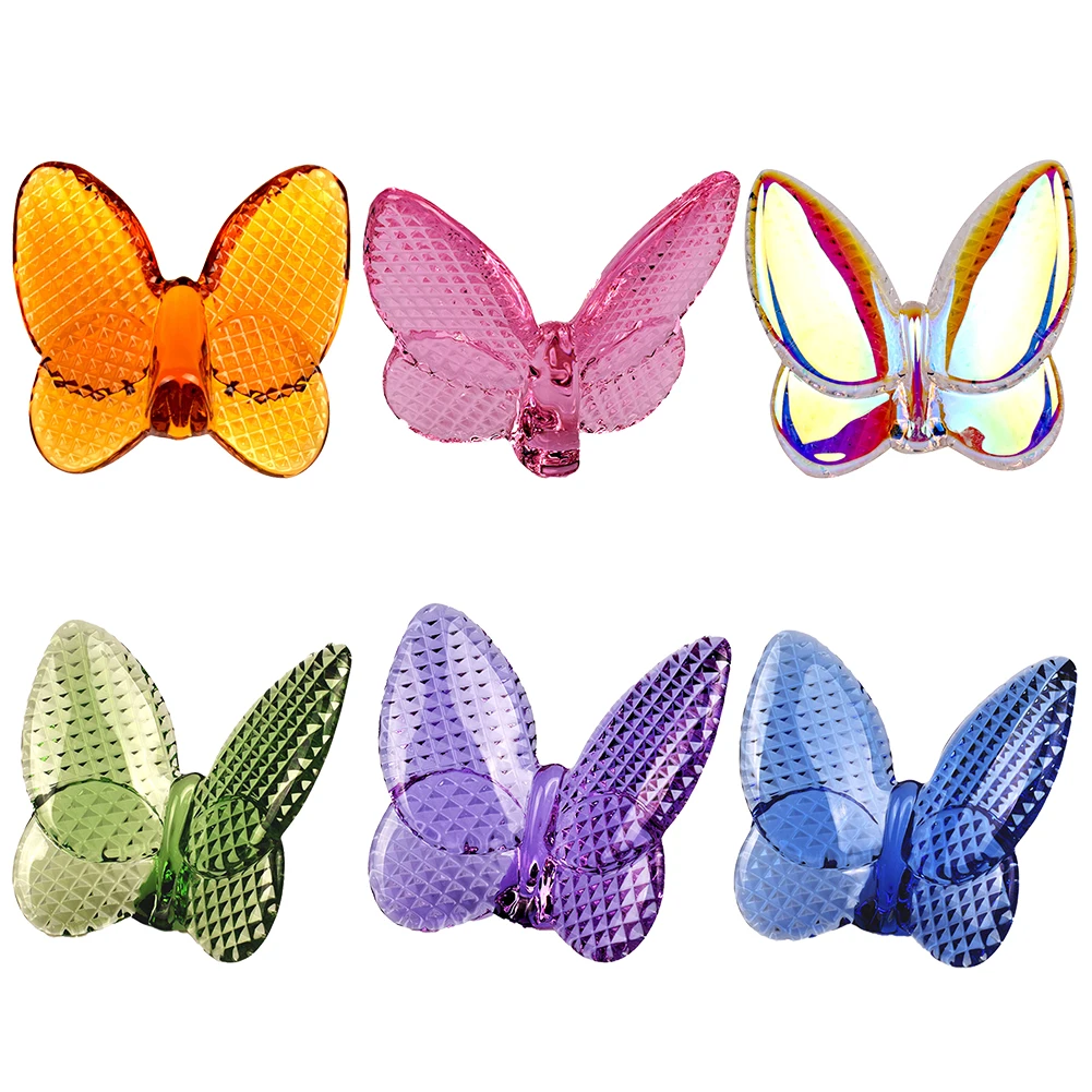 

1PCS Pink/orange/blue/green/pearlescent/purple Glass Crystal Lucky Butterfly Vibrantly With Bright Color Ornaments Home Decore