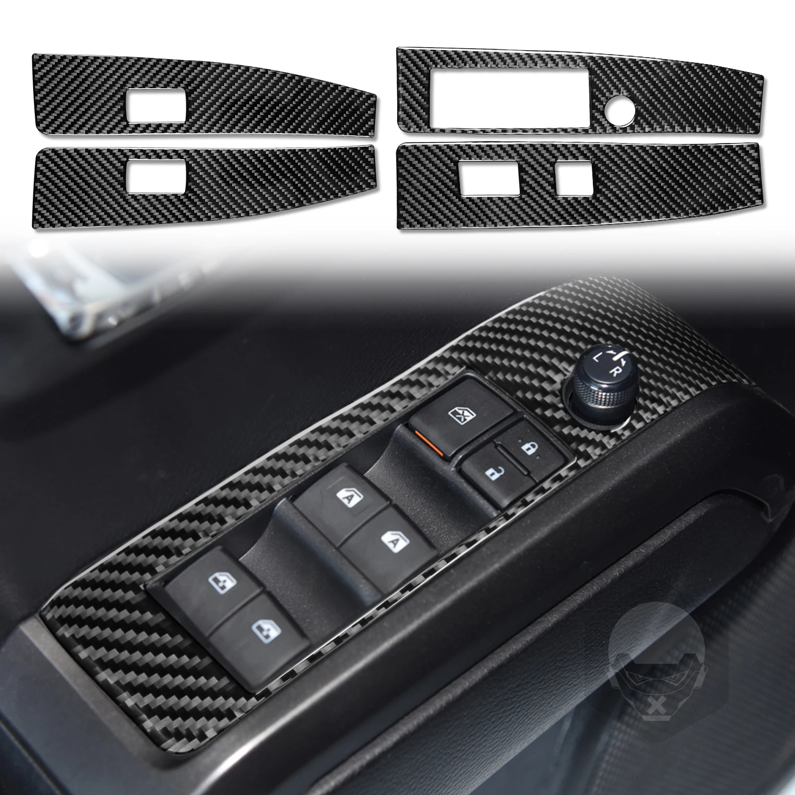 

4PCS Carbon Fiber Left Driver Car Window Lift Switch Control Panel Cover Trim Decorative Sticker For Toyota Tacoma 2015-2020