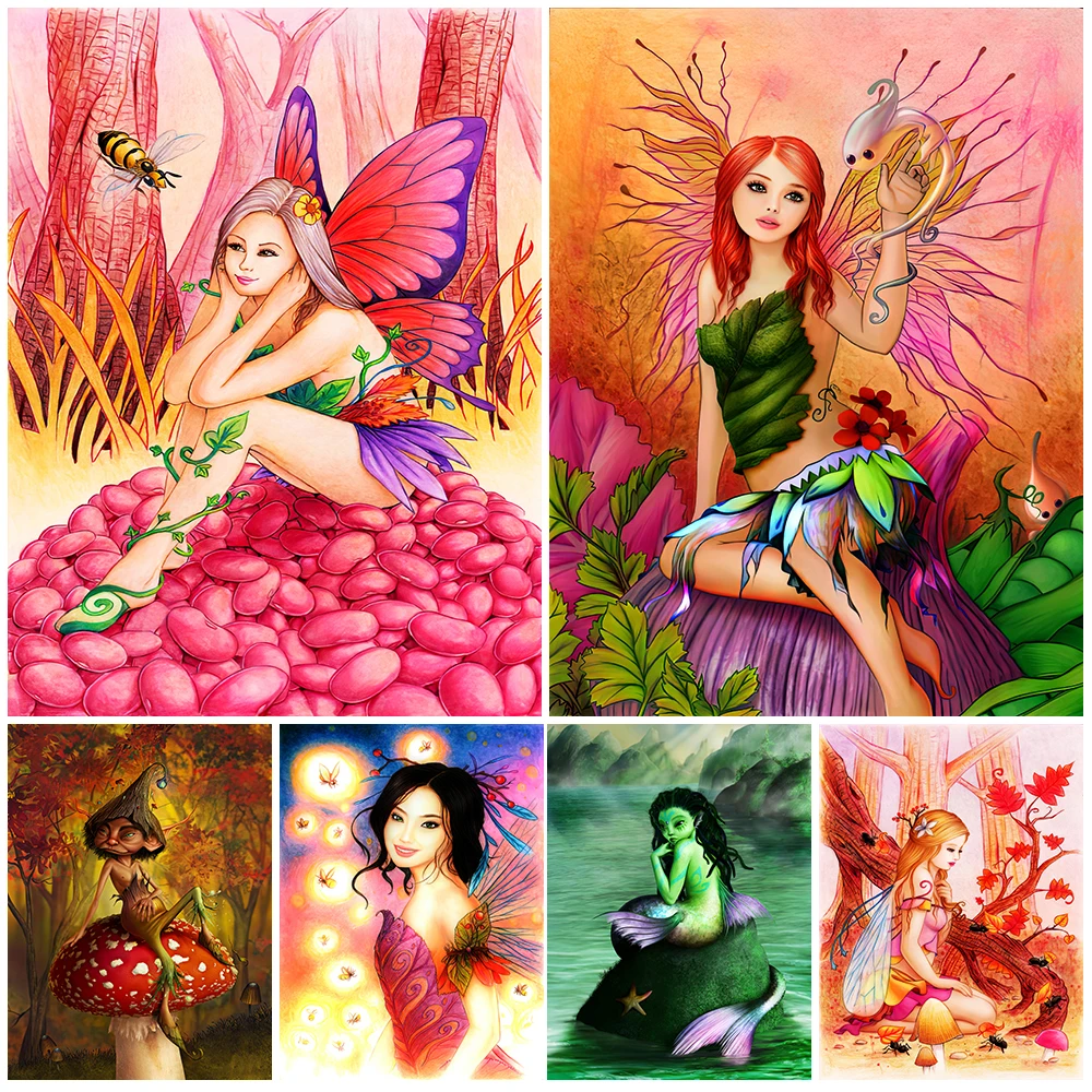 

Fairy And Fireflies Vintage Wall Art Canvas Painting Forest Elves Mysterious Immortal Secret Place Art Poster Print Home Decor