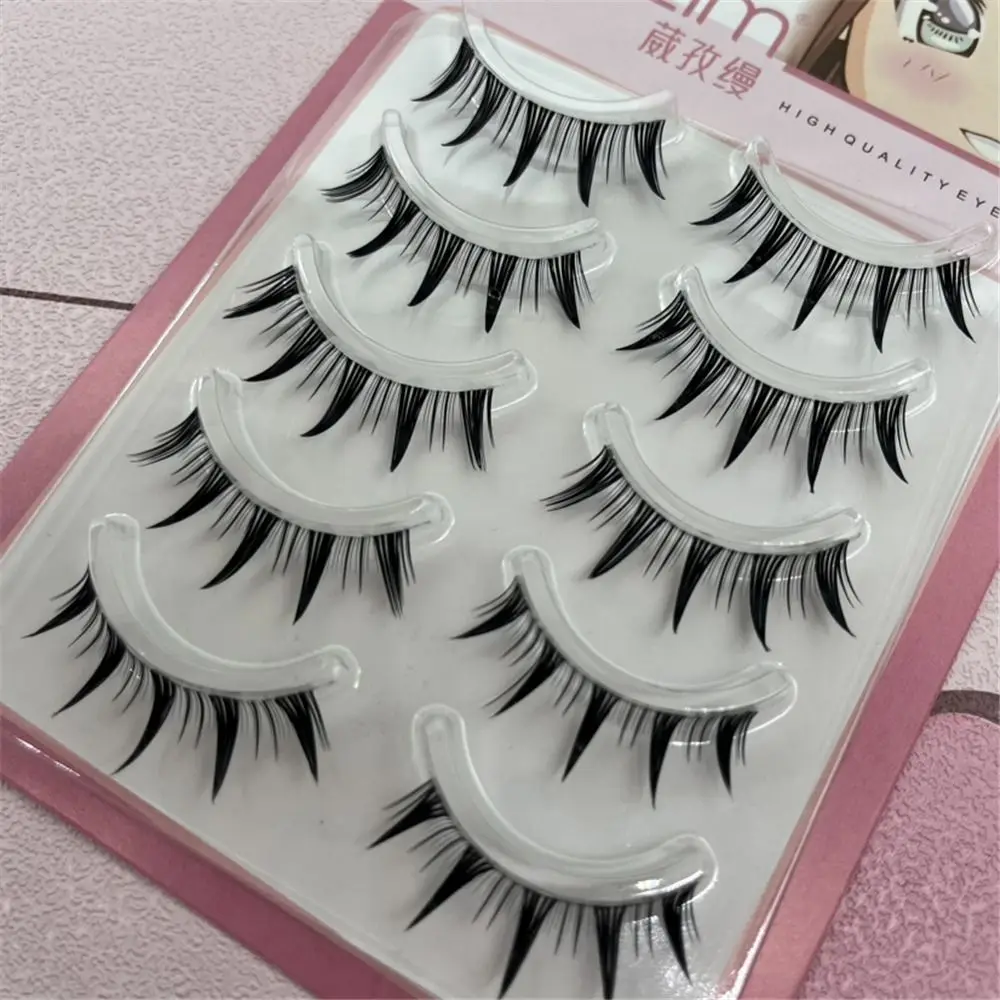 

5Pairs Japanese Thick Manga Eyelashes Extension Dramatic Wet Spiky Lashes Natural Fairy Little Devil False Eyelash Makeup Tools