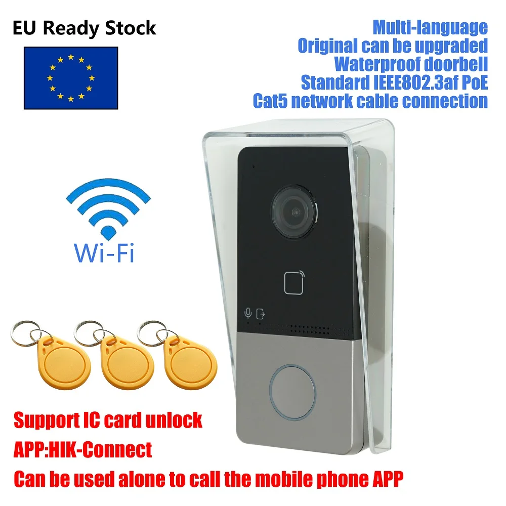 

HIK Multi-language DS-KV6113-WPE1(C) IP Doorbell,WiFi Doorbell , Door phone, Video Intercom,waterproof, support Card