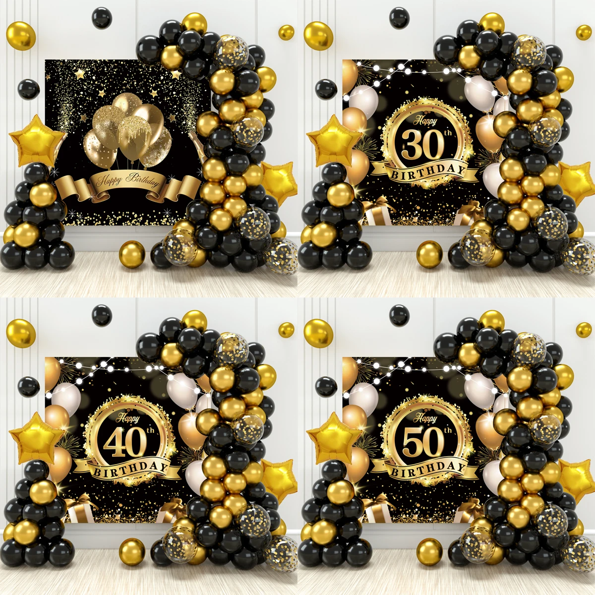 

Black Gold Balloon Garland Arch 18 30 40 50 Birthday Party Decor Adults Black Gold 30th 40th 50th Birthday Balloons Backdrop Set
