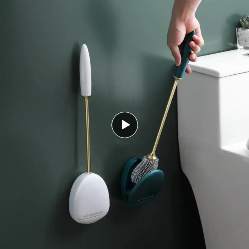 

Toilet Bowl Brush Light Luxury Style Water Leak-proof Toilet Brush Flexible Quick Drying Cleaning Brush Bathroom Tool