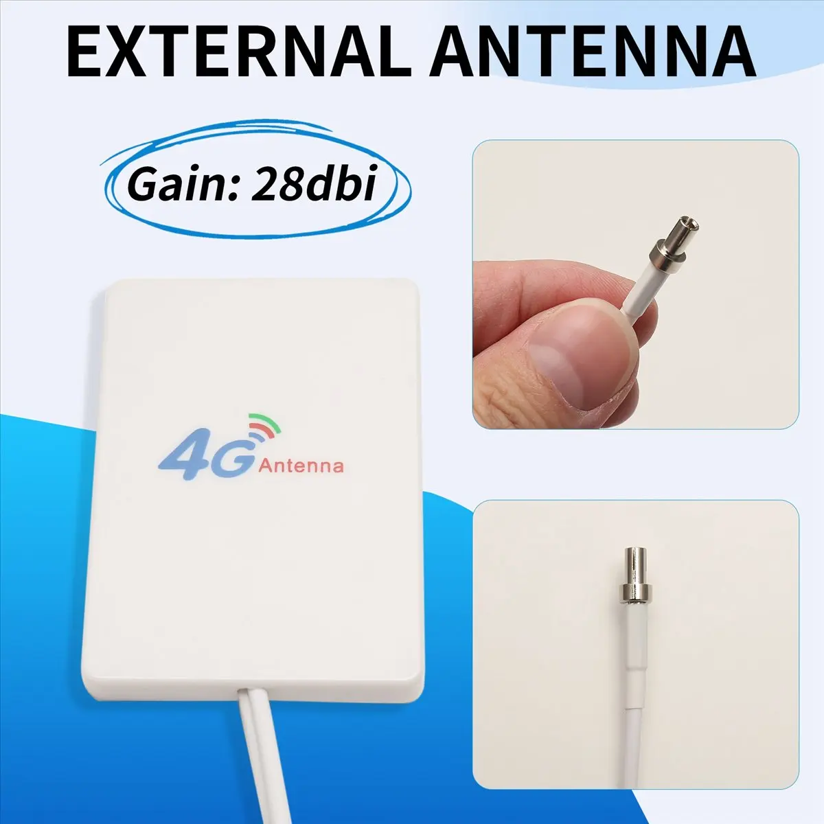 Фото Антенна ABAN 4G LTE, панельная антенна 3G/4G с разъемами SMA, TS9, CRC9, кабель 2 м для роутера E8372, E3372, B315, USB-модема, TS9 №5