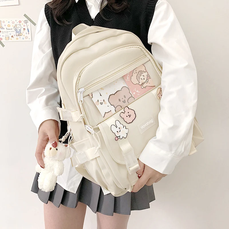 

Fashion Waterproof Women Backpack For Teenager Kawaii Girl Female School Bag Nylon Black Cute Students Bookbag Colourful Blue