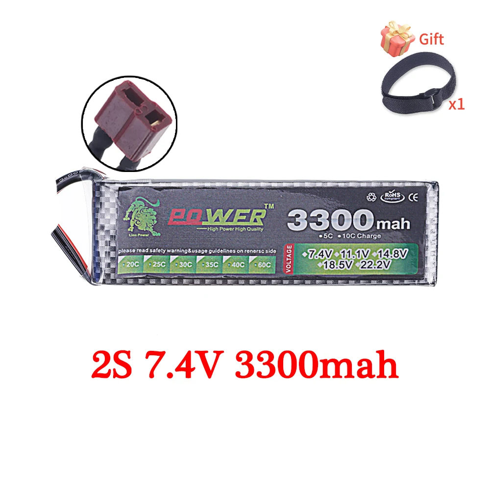 60C Lipo аккумулятор 3300 мАч 7 4 В 11 1 14 8 22 2 2S 3S 4S 6S с разъемом T XT60 для деталей