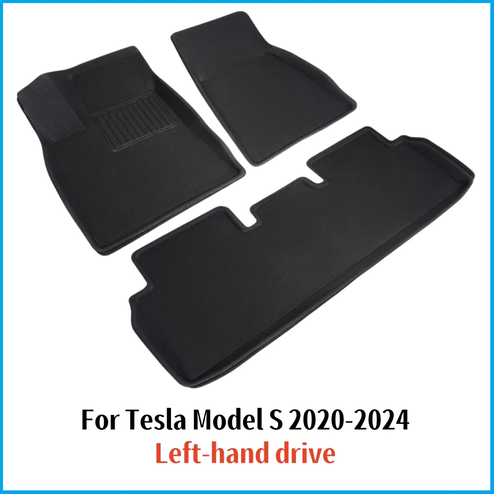 

3D коврики для пола Tesla Model S 2020-2024, всесезонные, Нескользящие, водонепроницаемые, подходят для моделей S, длинный диапазон, в клетку