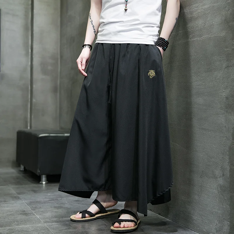 

2023 мужское кимоно Hakama Harajuku брюки самурая 5XL повседневные широкие японские брюки мужские одежда для Кендо XXXXXL
