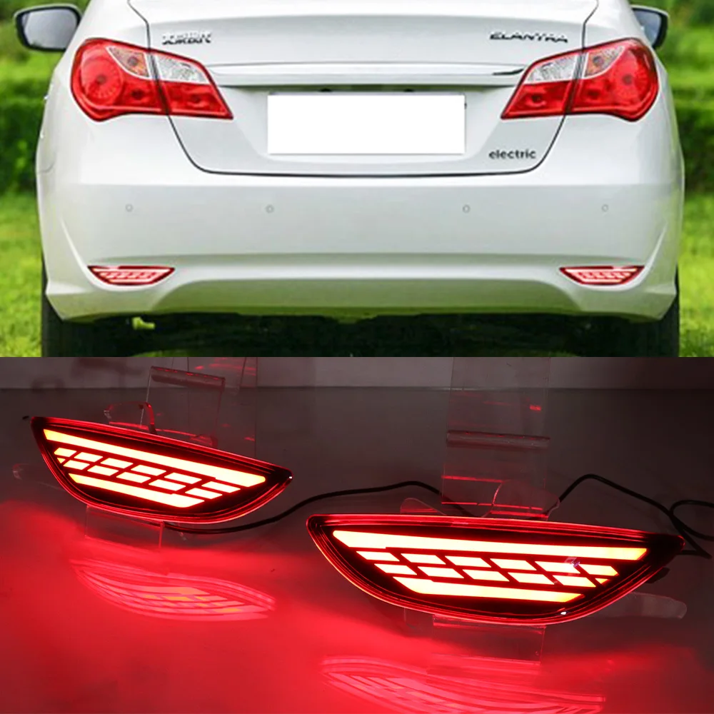 

1Pair Rear Bumper Reflector Brake Light For Hyundai Accent Verna Brio Solaris 2008-2015 Red Lens LED Car Warning Fog Lamp
