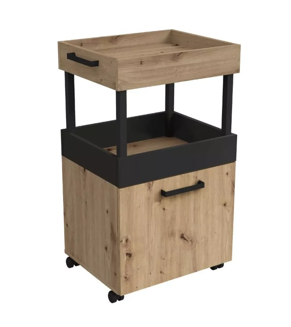 

FIZZ wheel bar furniture. Beverage cart with wardrobe and shelves. 50,2x88,5x41,1 .