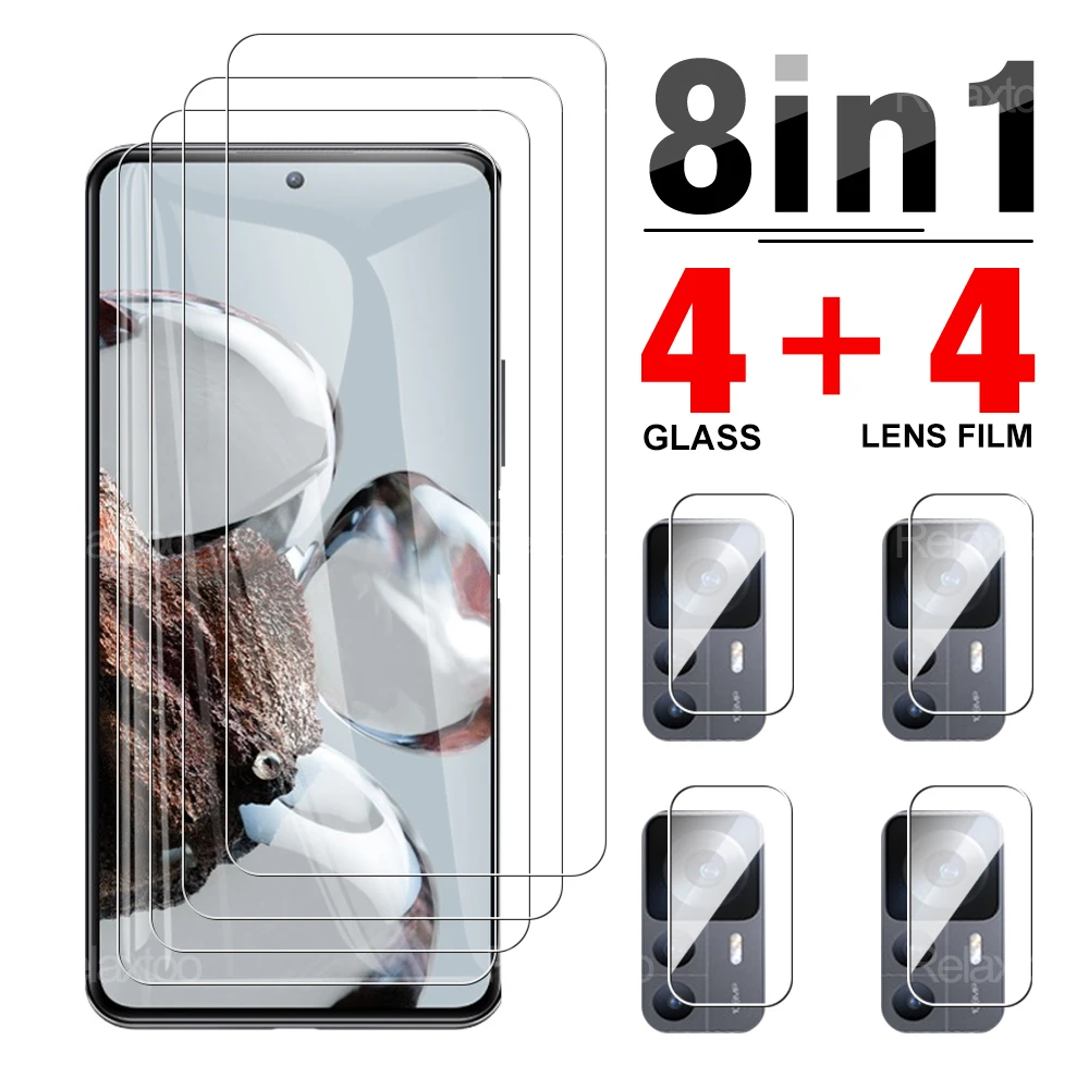 

Закаленное стекло с полным покрытием 8 в 1 для Xiaomi 12T Pro, пленка для объектива камеры телефона, защитный стеклянный чехол, защитная пленка