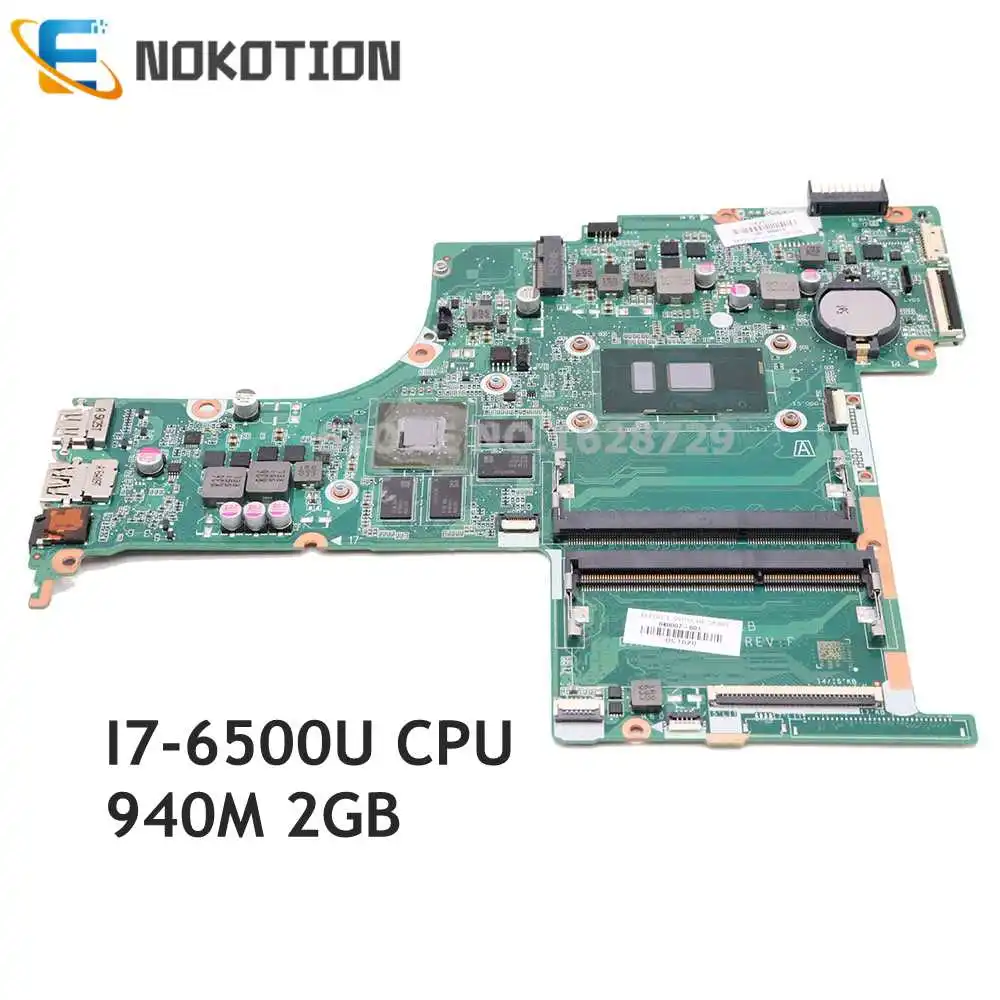 Материнская плата NOKOTION для ноутбука HP Pavilion 15T-AB100 15-AB 848007-601 848007-001 DAX1BDMB6F0 I7-6500U 940M 2 Гб