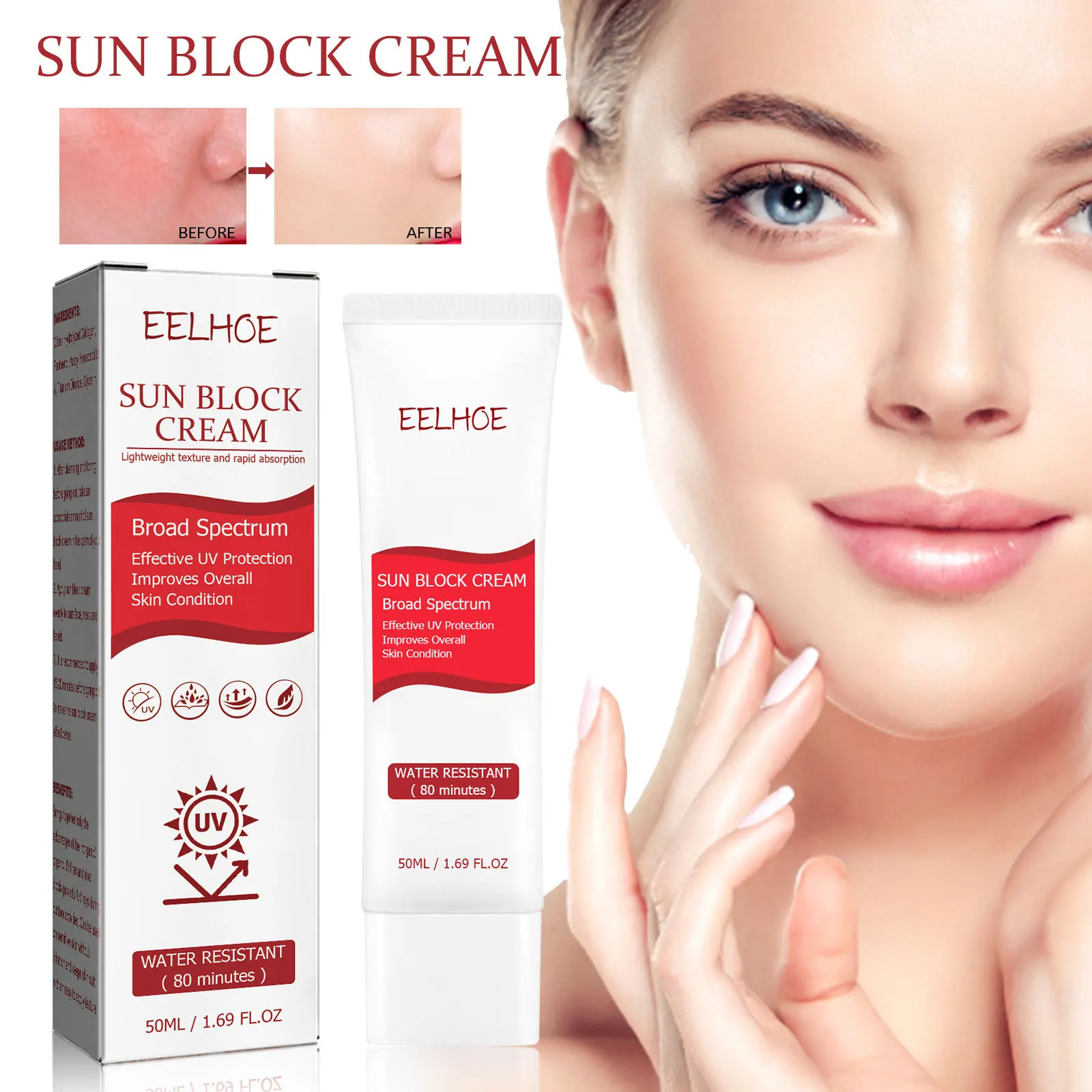 

Makeup Sunscreen Refreshing Moisturizing Whitening Non Stick To Hands Anti UV Skin Facial Sunscreen Waterproof And Anti Sweat