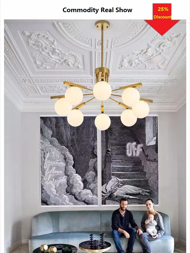 

Nordic Art Glass Molecule Pendant Light Retro Brass Parlor Restaurant Bedroom Kitchen Decoration Suspension Lamp Free Shipping