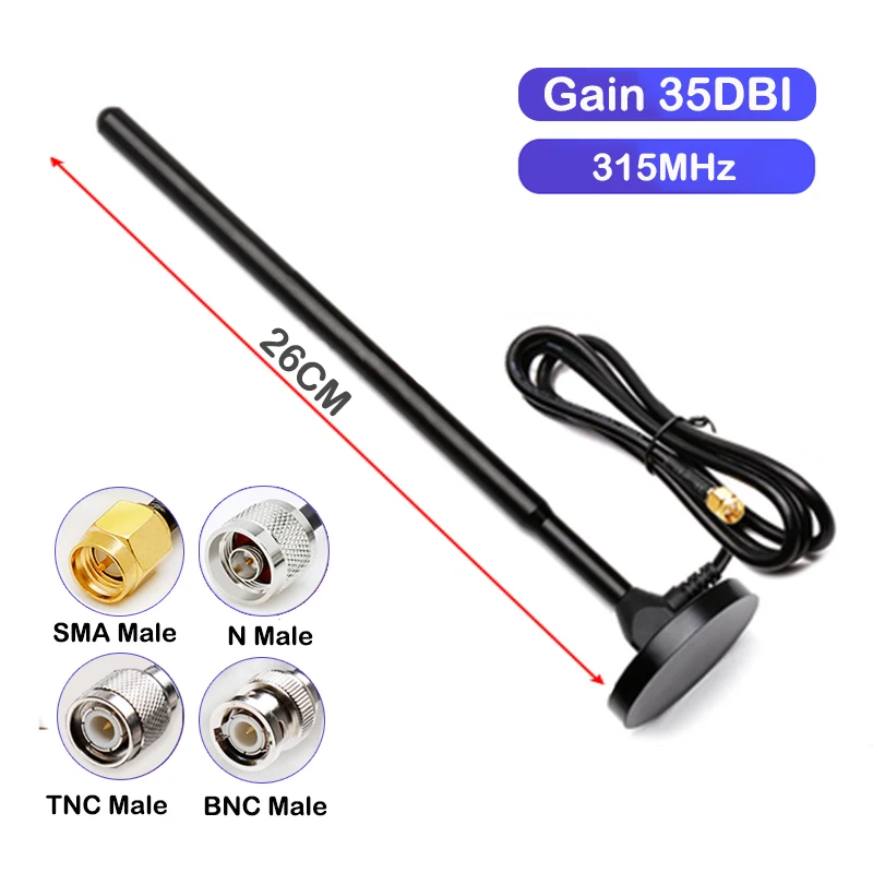 

315MHz frequency copper rod sucker antenna cable length 3m RG58 High gain 35DBI digital antenna SMA/TNC/BNC/N Male interface