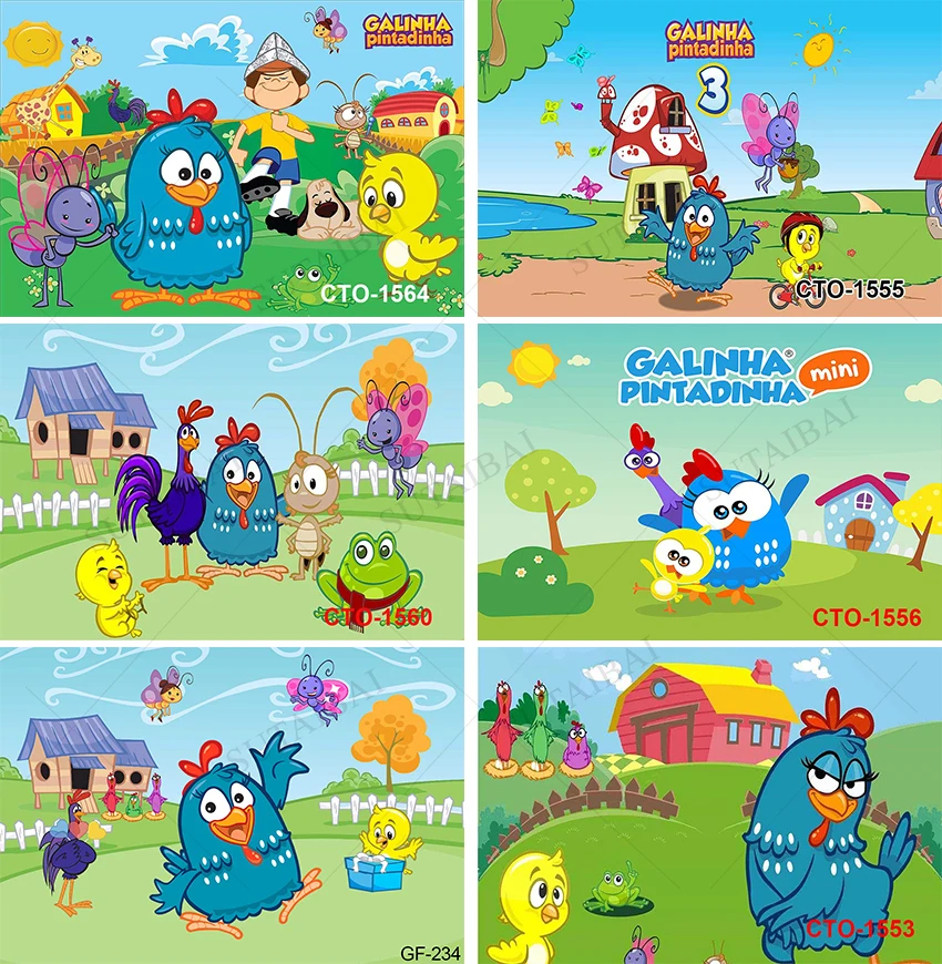 

Cartoon Party Photography Backdrops Chicken Green Lawn Newborn Creative Baby Decor Room Props Happy Sweet Photocall Vinyl Studio