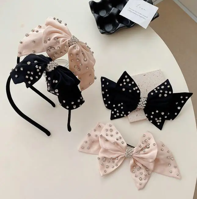 

Korean rhinestone bow high-quality full drill hairbands temperament hairpin for women