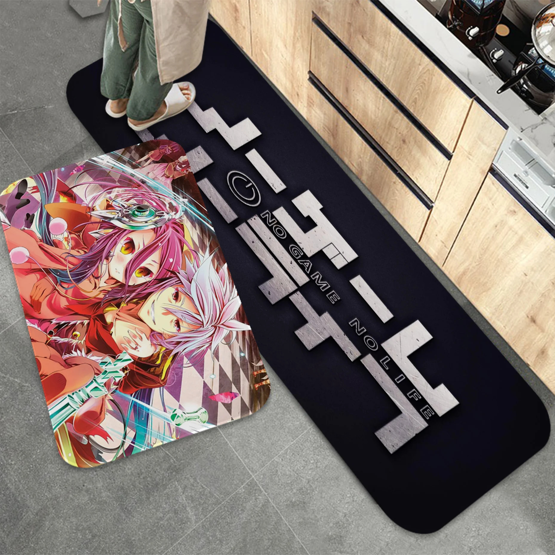 

NO GAME NO LIFE Bathroom Mat Nordic Style Bedroom Living Room Doormat Home Balcony Anti-Slip Doormat Area Rug